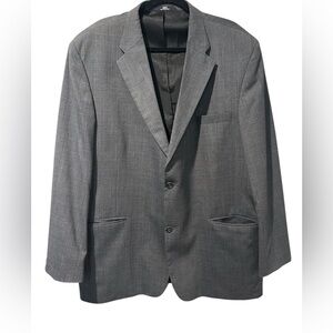 Haggar Black Label Suit Gray Plaid Coat Pant 40x32 Pleated Cuffed. EUC!